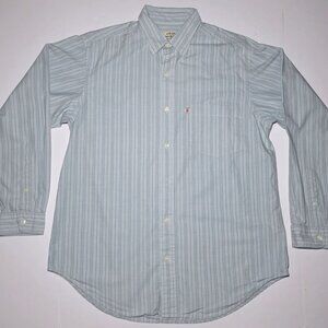 Ralph Lauren Polo Jeans Mens Blue Striped Long Sleeve Button Up Shirt Size M / M